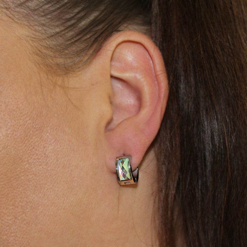 Náušnice s duhovými zirkony z chirurgické oceli S265025