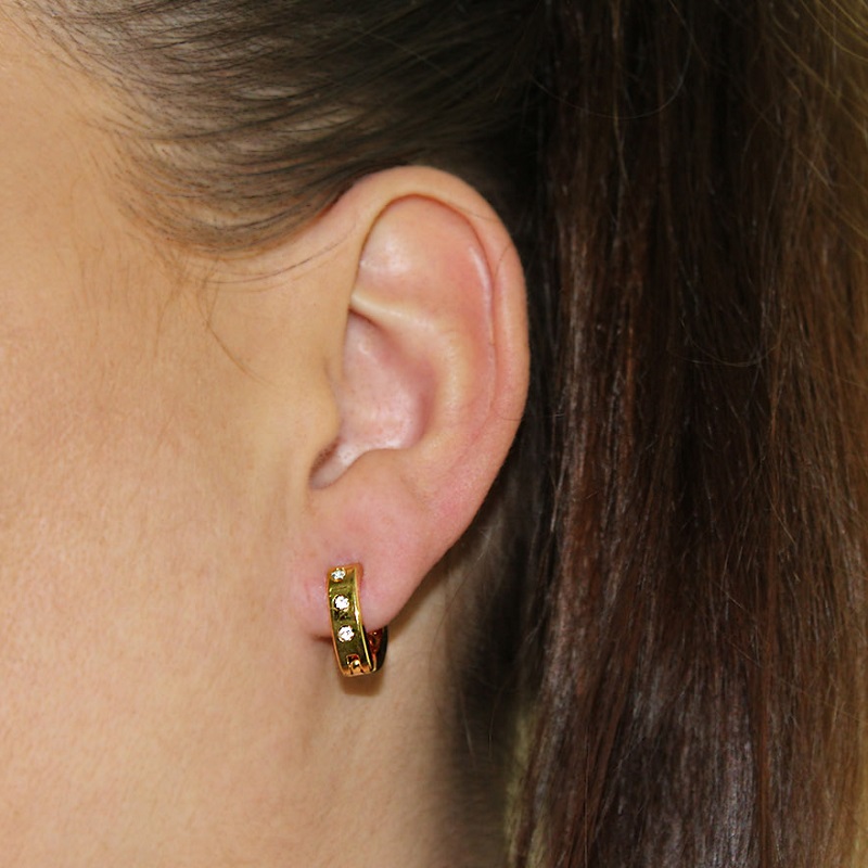 Náušnice se zirkony gold z chirurgické oceli S277030