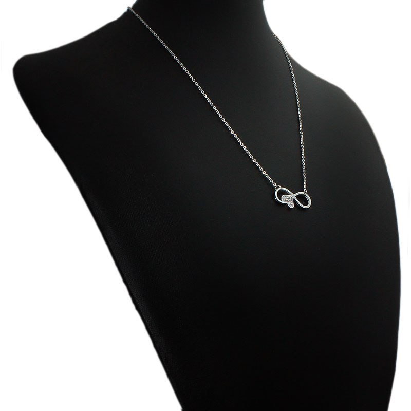 Dámský náhrdelník nekonečno se srdcem a zirkony Valentýn z chirurgické oceli S537060