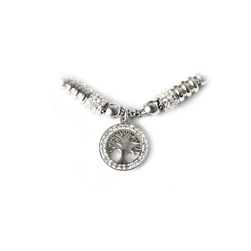 Dámský stahovací náramek strom života se zirkony z chirurgické oceli S893080