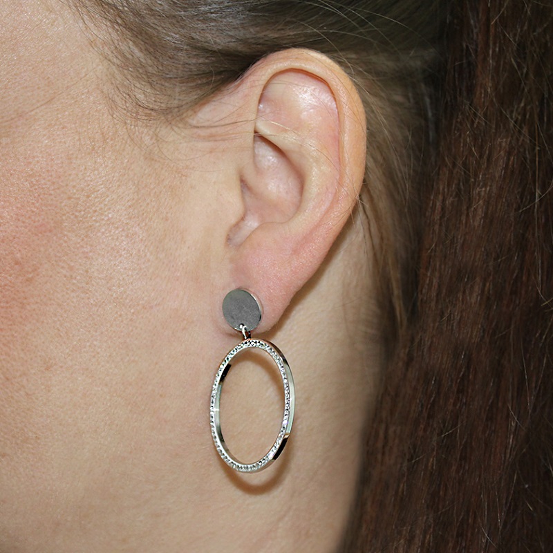 Náušnice kruhy se zirkony z chirurgické oceli S917100