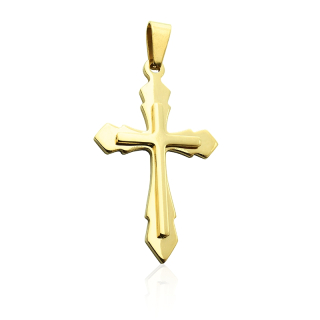 Přívěsek křížek gold 3,7 cm z chirurgické oceli S991035