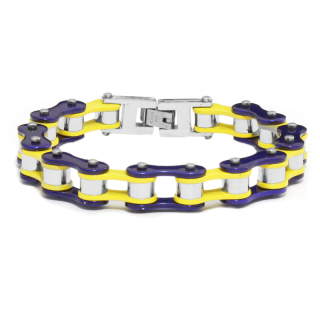 Dámský náramek motocyklový řetěz blue/yellow S1005210