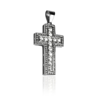 Přívěsek kříž s krystaly z chirurgické oceli S247080