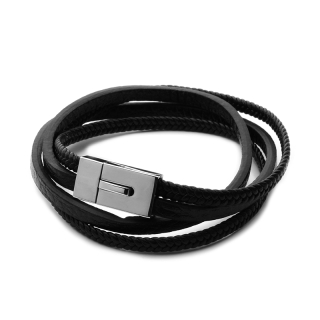 Pánský kožený náramek z chirurgické oceli S335130