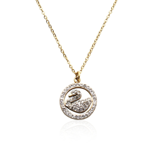 Dámský řetízek s labutí - gold z chirurgické oceli S449100