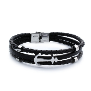 Pánský kožený náramek kotva ANCHOR S569180