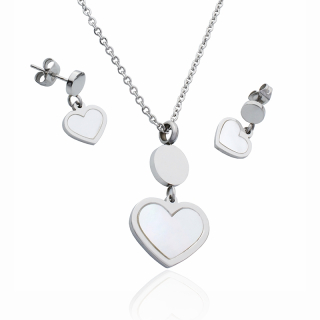 Dámský set náhrdelník a náušnice srdce Valentýn z chirurgické oceli S583130