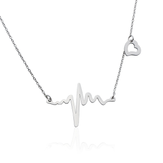 Originální ocelový náhrdelník Srdeční tep EKG z chirurgické oceli S608050