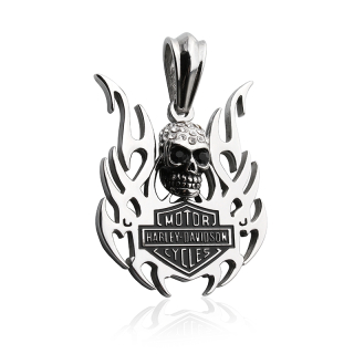 Přívěsek HARLEY-DAVIDSON s lebkou z chirurgické oceli S335120