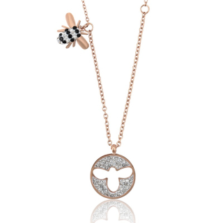 Dámský řetízek se včelkou - rose gold z chirurgické oceli S84063